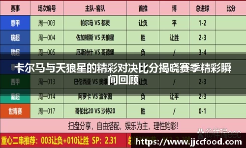 卡尔马与天狼星的精彩对决比分揭晓赛季精彩瞬间回顾